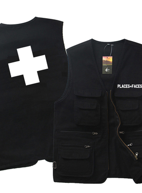 潮牌PLACES PLUS FACES VEST马甲 P+F 17fw 马甲背心 黑白 男女潮