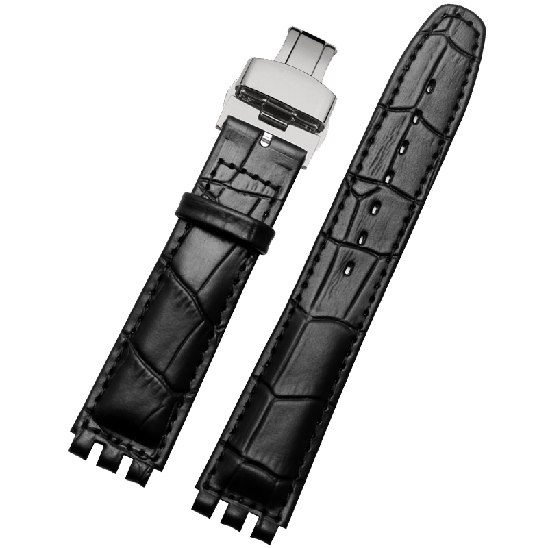 金予真皮表带 适用于Swatch斯沃琪瑞士51装置系列机械腕表17 19mm