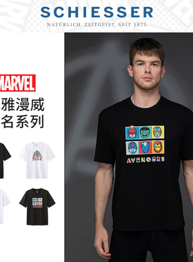 新品 德国舒雅短袖男士漫威联名凉感抗菌印花短袖上衣T恤E9-19375