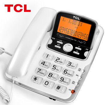 TCL 206 电话机 座机 家用办公固定电话 免电池 大屏双接口 复古