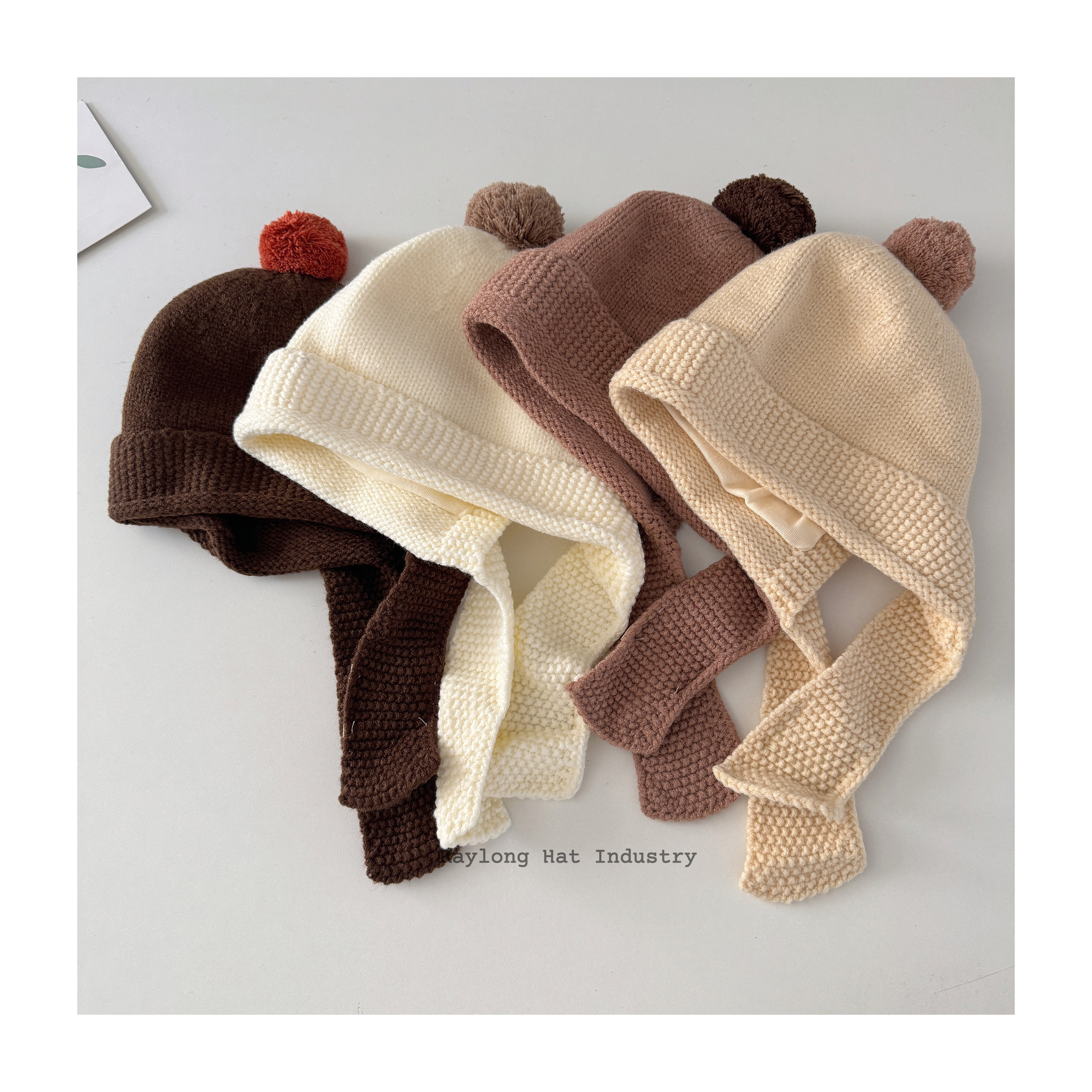 婴幼儿秋冬帽子针织帽毛线男女童护耳保暖套头帽