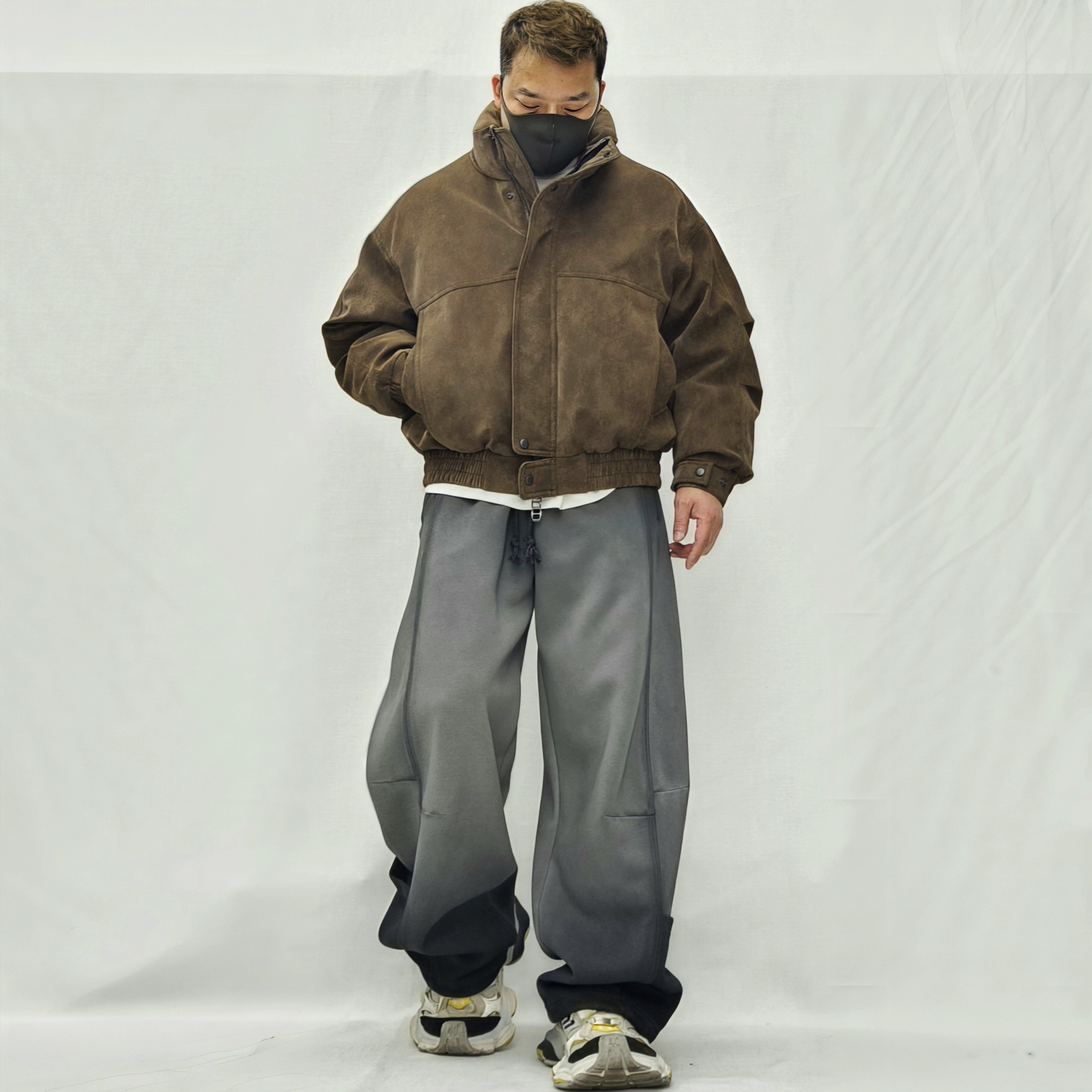 老钱风机车羽绒服男90白鸭绒