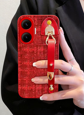 红色喜庆布艺小香风适用Redmi红米Turbo4Pro手机壳秋冬14+冬天K70E/2026年5女款4针织15毛绒K40S全包13+防摔