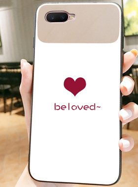 白色爱心玻璃镜面适用于OPPOK1手机壳女潮oppor15x壳网红2021年新款k3外壳女款k5潮牌个性ins风opoor/opk/opr