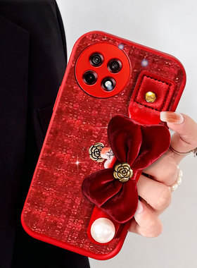红色新年本命年布艺适用oneplus一加Ace5手机壳外壳3V名媛Pro保护套2V春节6毛绒10R过年11/2026年2Pro防摔9R