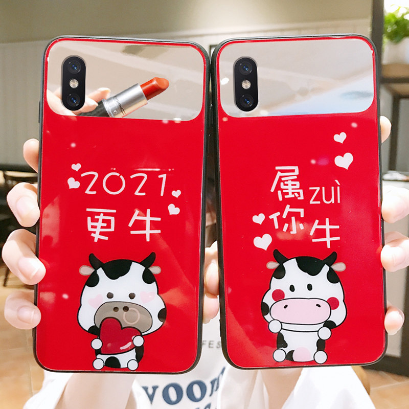 版iphone网红xr手机套女2020年xs新款max秋冬11可爱pro玻璃rx红色ip