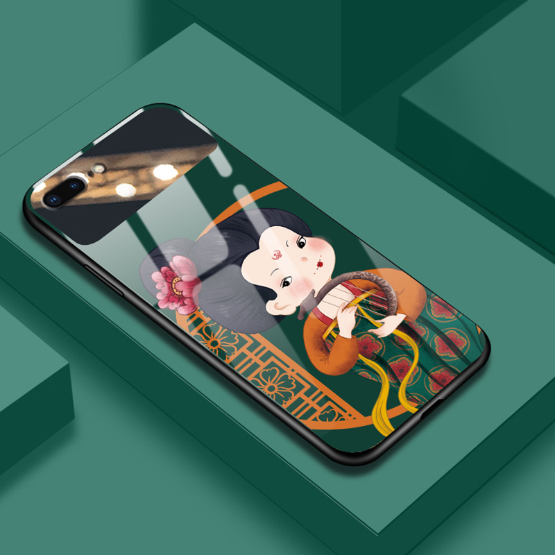 唐朝美女玻璃镜面适用硅胶苹果