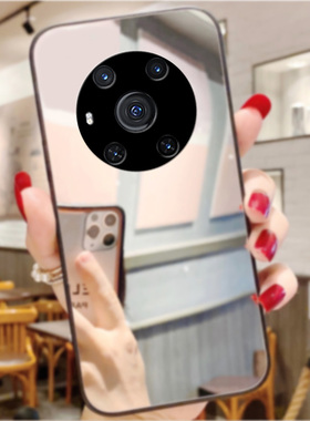 镜面纯色补妆镜适用华为荣耀Magic3手机壳m4pro新款x50i硅胶x20se网红x30女款play5t简约x10max小众8x/9x防摔