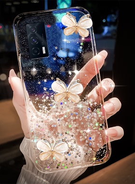 透明滴胶钻石蝴蝶适用iqooneo5活力版手机壳5s女6es新款iq00neo7高级感u3x硅胶Pro防摔855网红vivo爱酷iq003