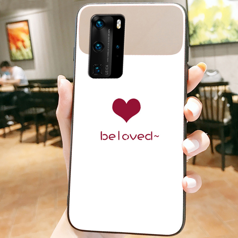 白色爱心玻璃镜面适用华为P40PRO十+手机壳p40pro保护壳女款时尚网红款p40外壳麦芒9手机套ins冷淡风p4o零女p