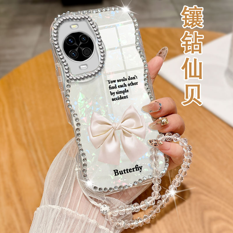 奶油纹镶钻贝壳，不掉钻，不发黄