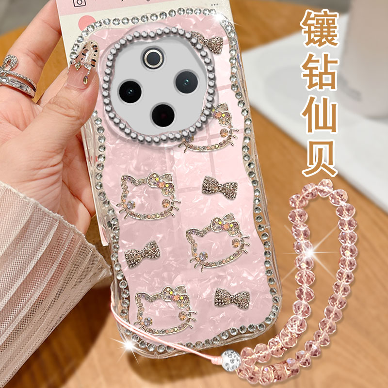 奶油纹镶钻贝壳，不掉钻，不发黄