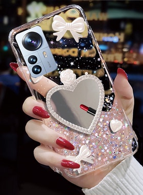 滴胶透明补妆镜适用小米12手机壳12X镜子12PRO新款11Pr0青春版ultra曲面屏10S女款civi 1S新品9SEF防摔cc9e软