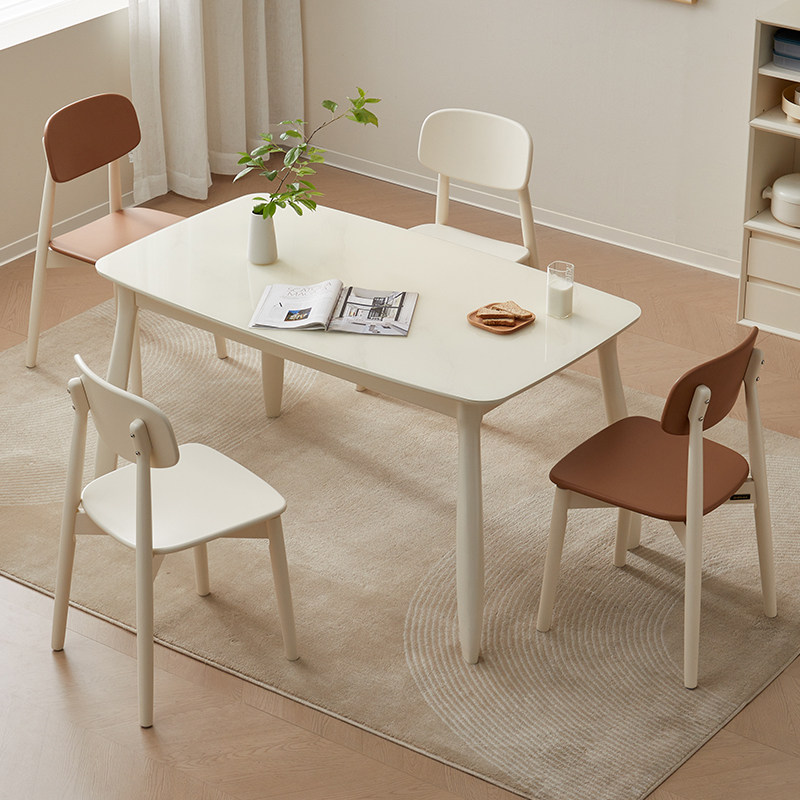 全友家居正品 门店同款 奶油风 FD0053 长方形亮光钢化玻璃餐桌,住宅家具,玻璃餐桌,淘宝优惠券,粉丝福利购,淘宝优惠卷