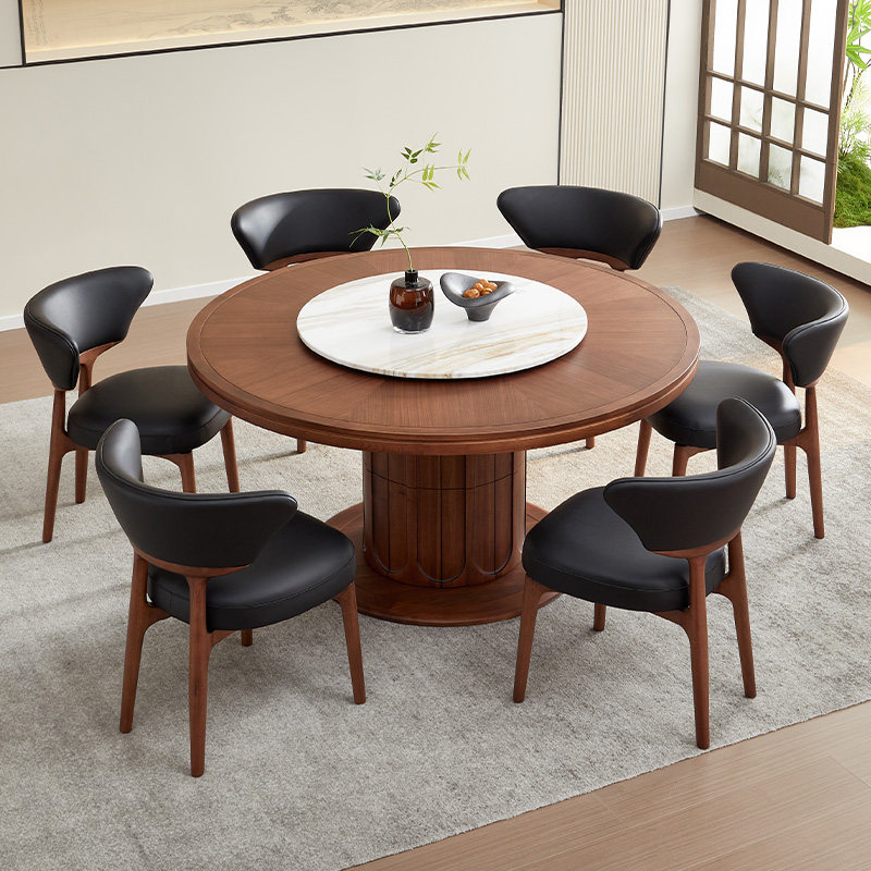 全友家居门店同款 璞素系列 东方风 810502 实木木面圆形餐桌餐椅