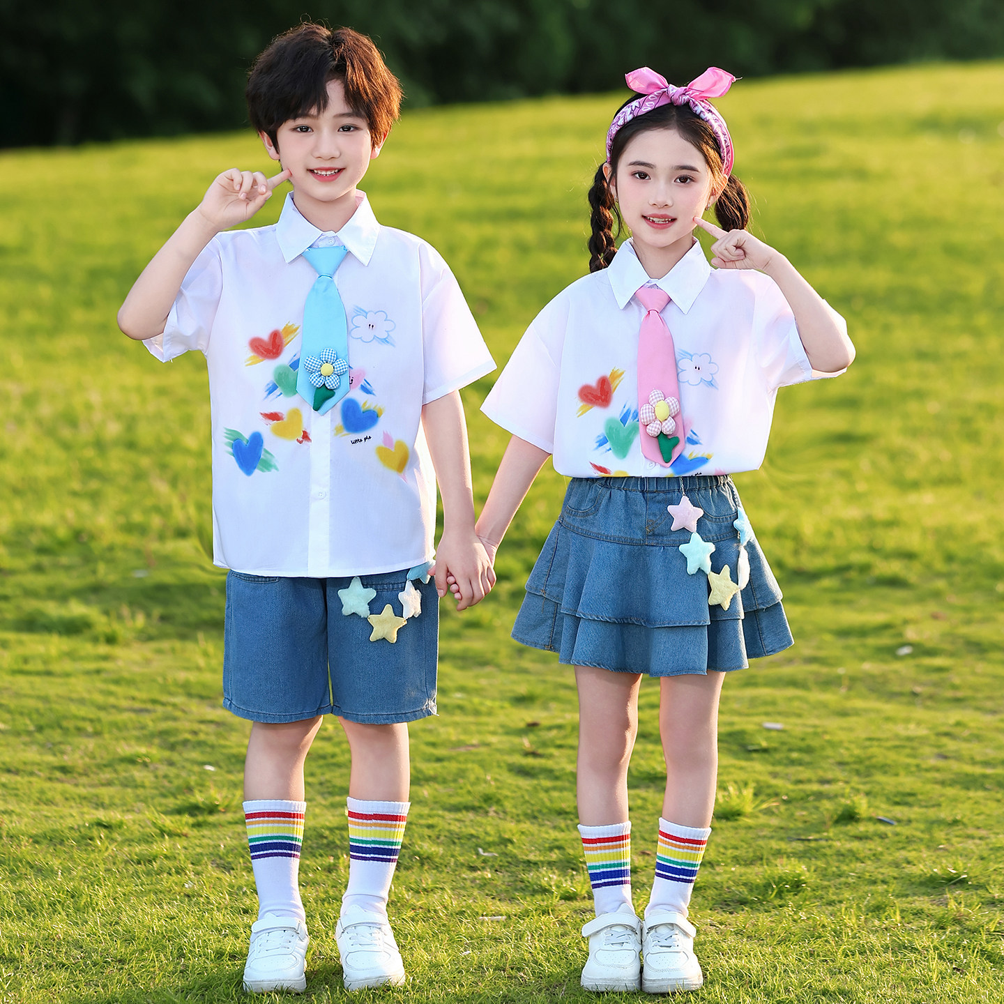 六一儿童啦啦队演出服装小学生合唱运动会班服幼儿园毕业照表演服