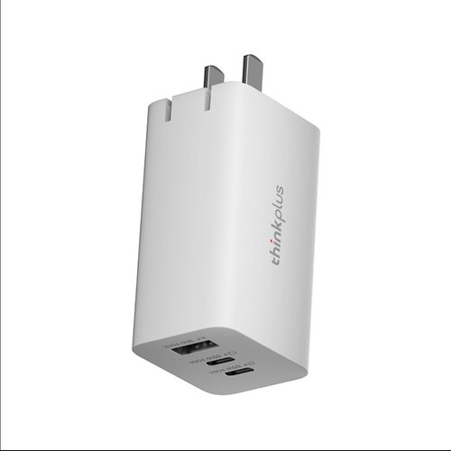 联想充电器 三口GaN充电器 65W 自带1.5米充电线 白色