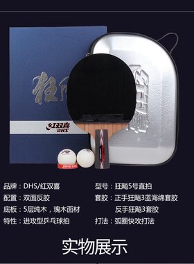 红双喜乒乓球拍狂飚NO系列全能型进攻型专业成品拍单拍礼盒装正
