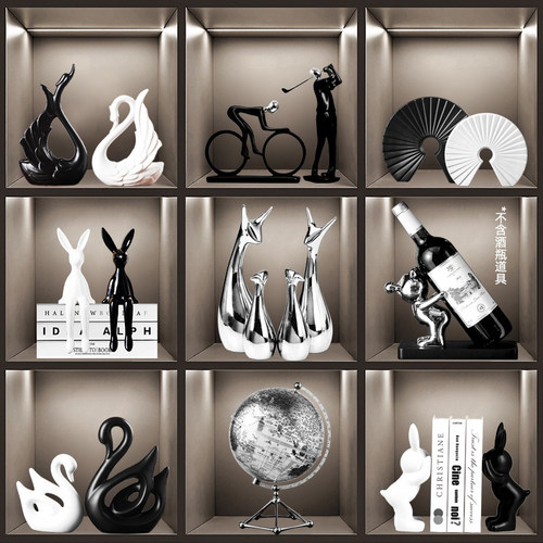 轻奢风格客厅柜子高级感装饰摆件