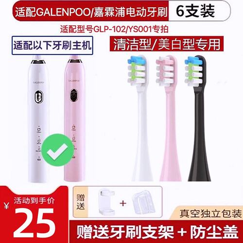 新适用GALENPOO嘉霖浦电动牙刷头GLP-102专用替换头成人软毛YS001