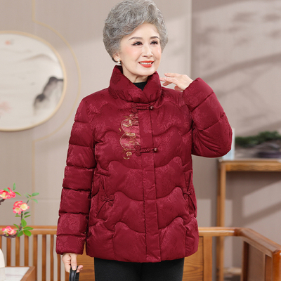 妈妈冬装加厚保暖羽绒服中老年女装新中式60岁70新年奶奶装外套