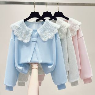 女童2026新款学院风甜美卫衣儿童娃娃领打底上衣春秋装中大童衣服