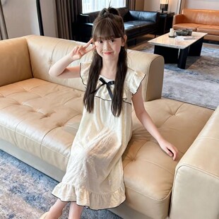 女童睡裙夏季2026新款儿童夏款睡衣裙公主风中大童女孩夏天连衣裙
