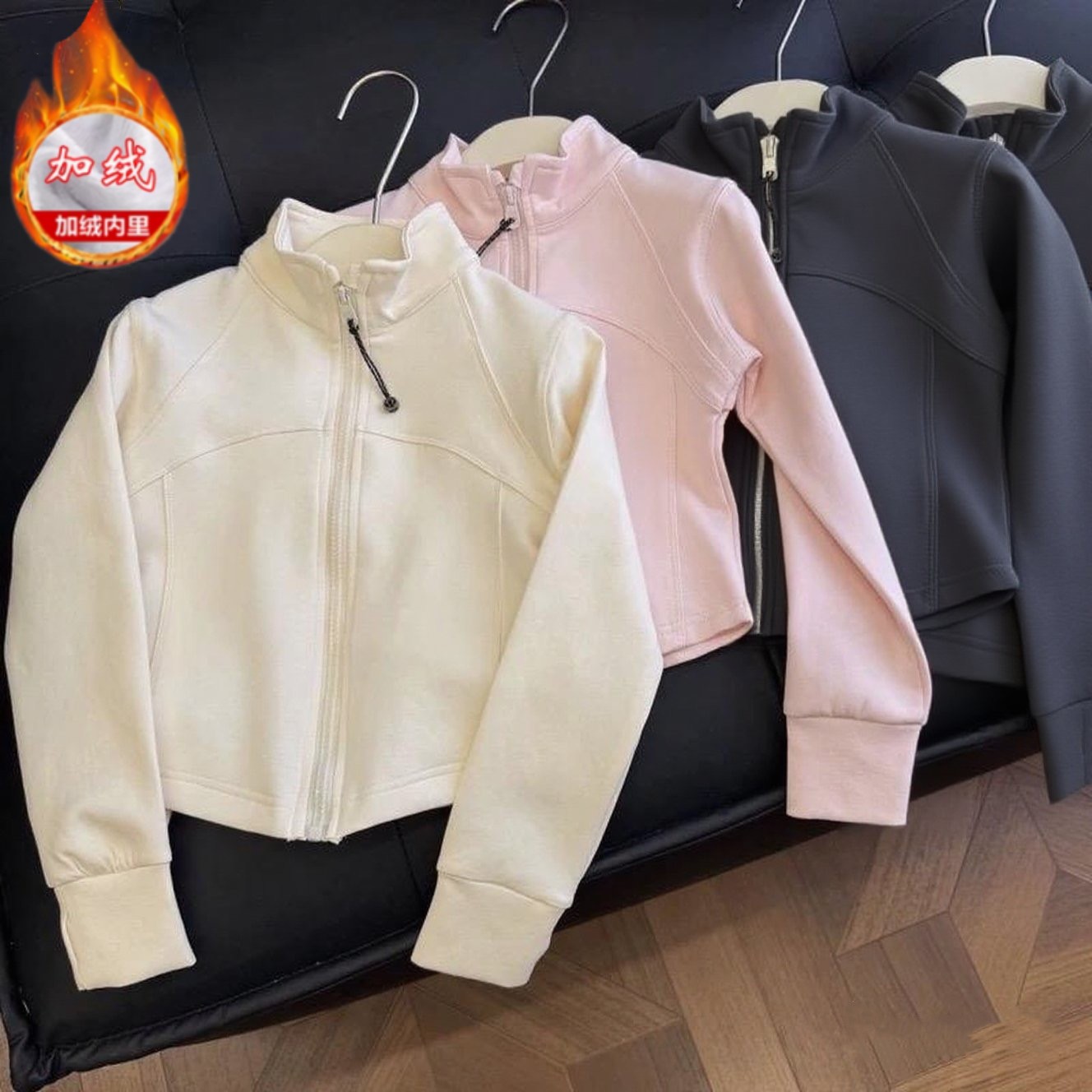 女大童秋冬加绒保暖神器开衫外套