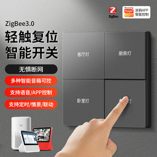 涂鸦智能墙璧零火开关 TUYA Zigbee开关田字格家装远程控制小米