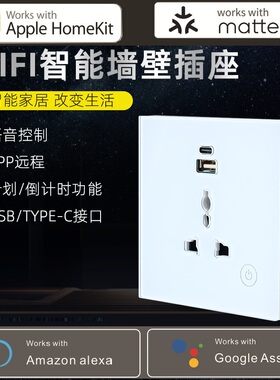 Homekit插座 Matter 苹果homekit直连智能墙壁插座 USB TYPE-C