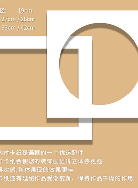 画框内衬卡纸裱画专用十字绣卡纸33/38/50加厚镂空卡纸内圆外方形