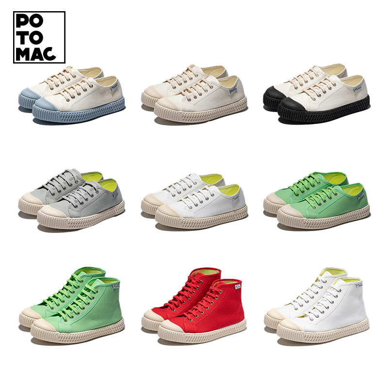 potomac西班牙小众香香帆布鞋厚底板鞋秋冬休闲小白鞋ins饼干鞋女