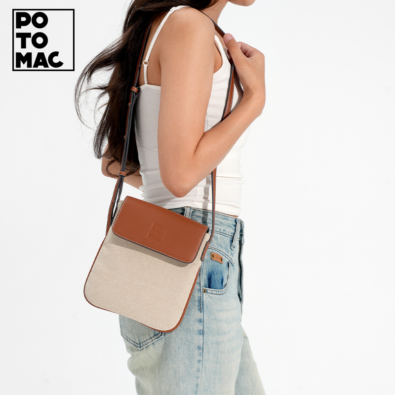 potomac帆布手机包拼接撞色单肩斜跨包包迷你百搭散步包女