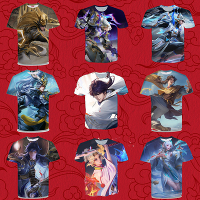 王者荣耀李白诗剑行衣服短袖T恤夏季男女装中小学生青少年cos上衣