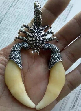 纯银狼牙包银套蝎子双牙套