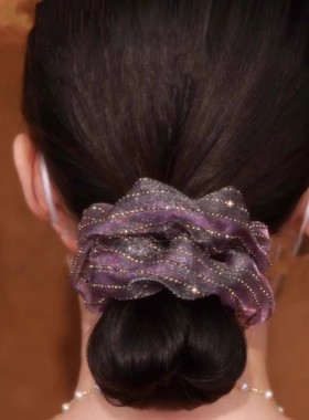 复古紫色轻奢大肠发圈女2025新款细闪头绳韩版高弹力扎头皮筋头饰