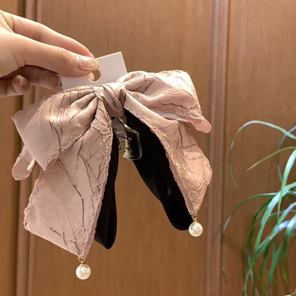 抓夹女2025新款高端蝴蝶结飘带马尾发夹后脑勺高级感鲨鱼夹子头饰