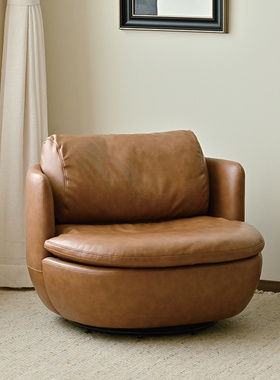 ZOK作壳|丹麦设计|意式极简可旋转单人沙发椅客厅阳台中古风沙发