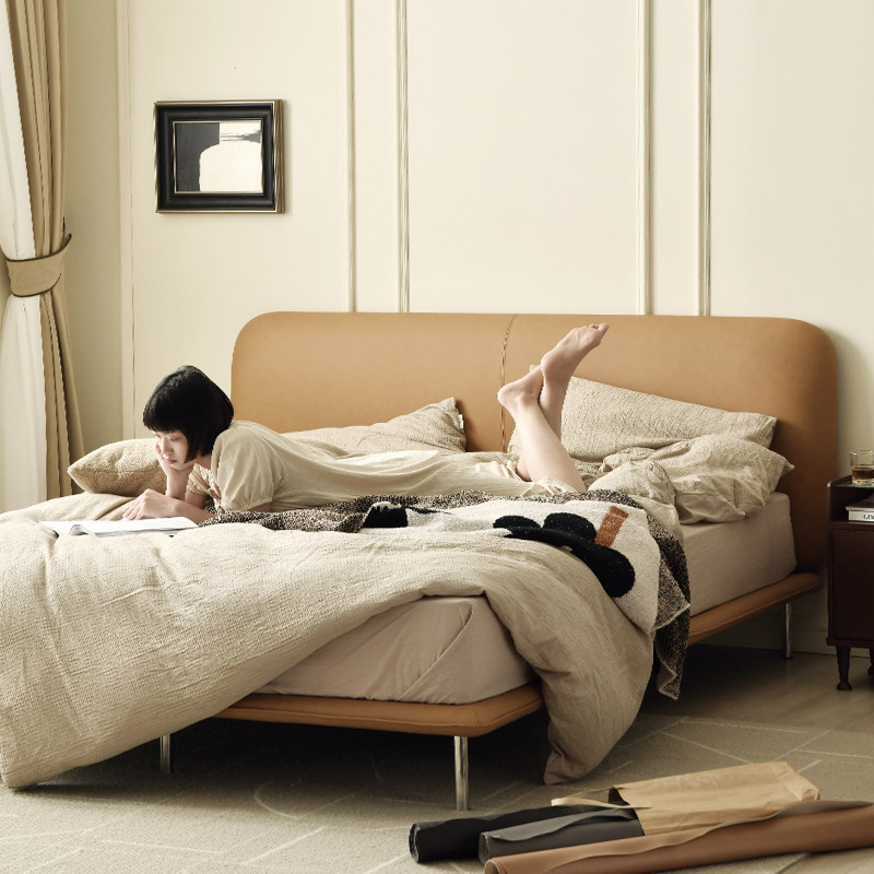 作壳ZOK|丹麦设计|北欧现代简约真皮床主卧双人床轻复古软包1.8米