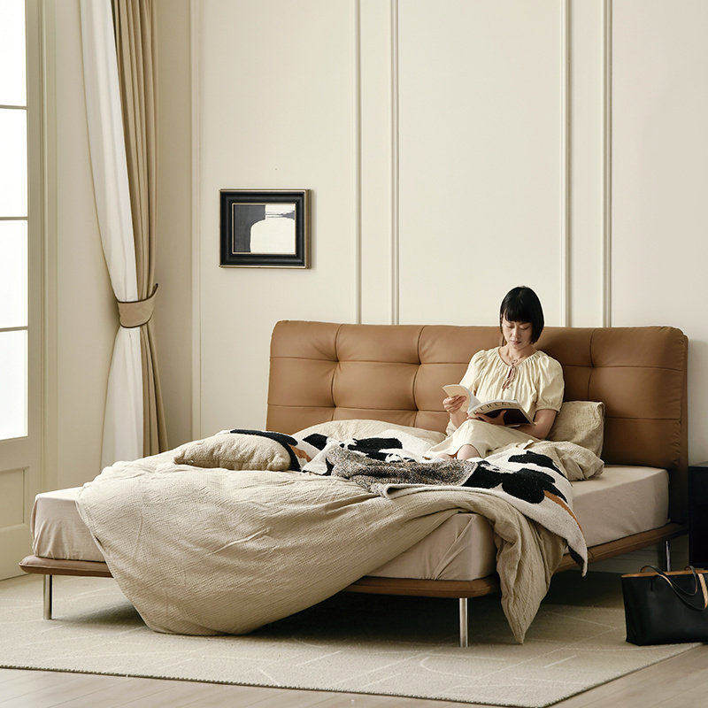 作壳ZOK|丹麦设计|北欧极简主卧双人床云朵1.8米真皮大床轻奢意式