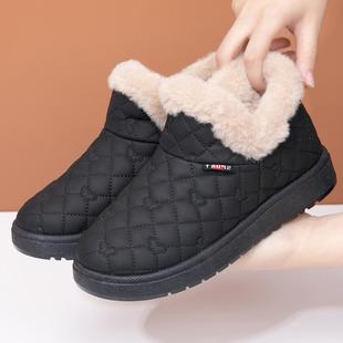 女加绒加厚保暖妈妈鞋 老北京棉鞋 皮面防水防滑雪地靴 新款 2024冬季