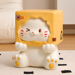 创意猫猫纸盒入户换鞋 饰品摆件乔迁礼物 凳门口家用鞋 柜可坐家居装