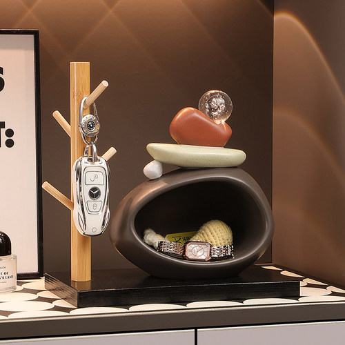 石来运转入户钥匙收纳玄关摆件客厅酒柜电视柜装饰品乔迁新居礼物