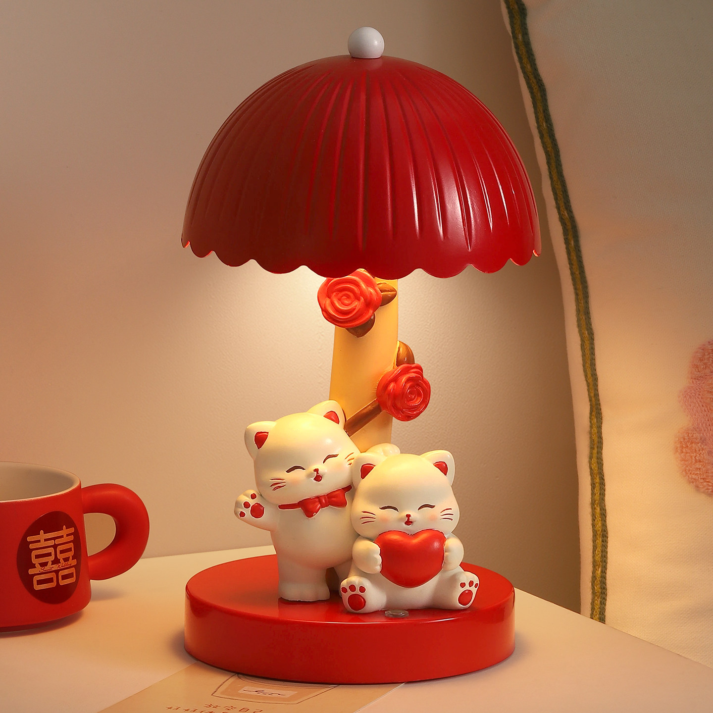 猫咪情侣小夜灯新婚礼物送新人实用结婚新房喜庆装饰闺蜜订婚礼物