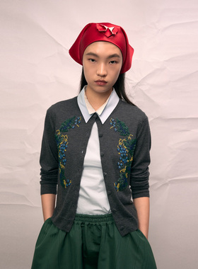 【AO YES 凹是】hug 2026早春新款珠绣针织开衫