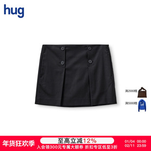 【THE GARMENT】hug哥本哈根纯色双排扣A型mini包臀半身裙女