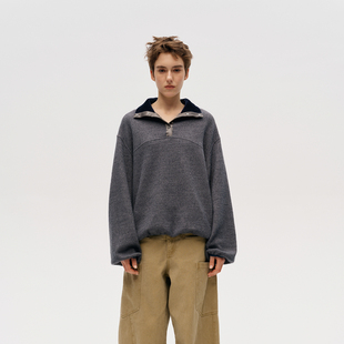 2025秋冬新款 hug DUST 翻领套头宽松卫衣 ICE