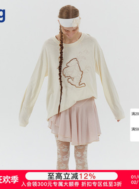 【ASSIGNMENTS】hug 2025春夏新款小天使刺绣T恤宽松长袖上衣