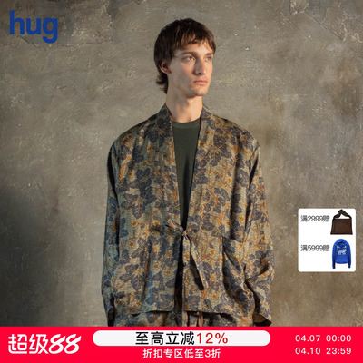 【UMAWANG】hug 2025早春新款复古印花系带开衫