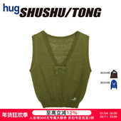 SHUSHUTONG hug 2026早春新款 蝴蝶结V领无袖 针织背心
